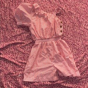 red and white striped romper